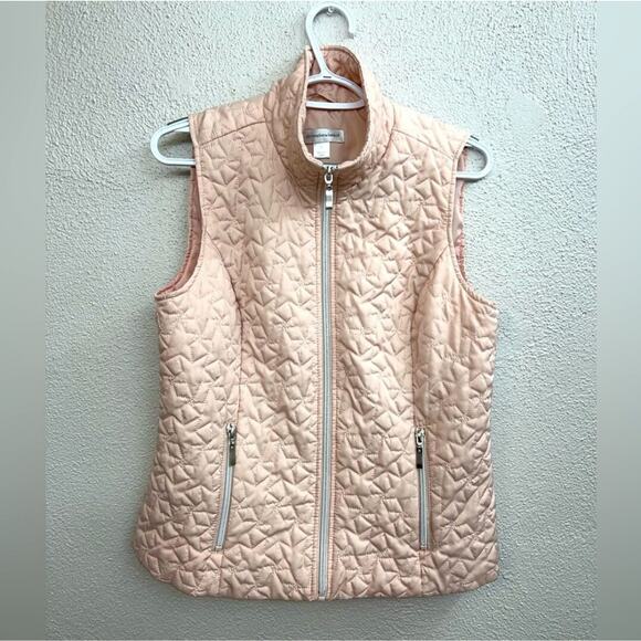 Women’s Christopher & Banks Sleeveless Zip Up Quilted Star Vest Pink Size Small - Picture 1 of 10